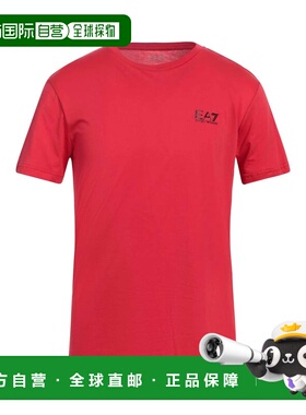 1h可退 香港直邮潮奢 Ea7 男士 基础款T恤 red红色 舒适时尚