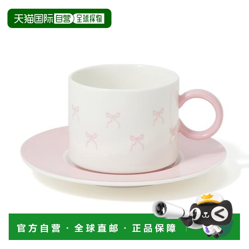 1h可退 日本直邮Francfranc 粉红蝴蝶结茶杯套组