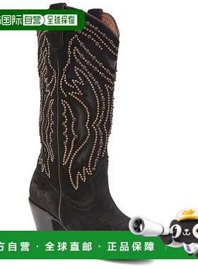自营Frye Shelby饰钉皮靴-黑色 长筒靴女靴美国直发奥莱