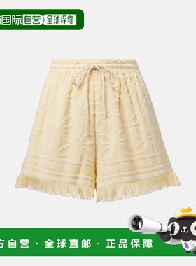 香港直邮ZIMMERMANN 女士 Coco 棉质厚绒布短裤 yellow黄色 舒适