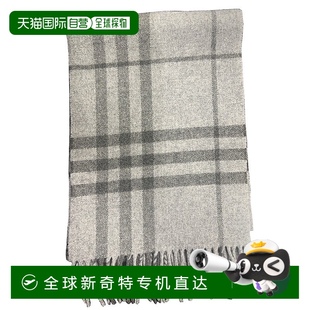 男女通用灰色羊毛格紋圖案流蘇圍巾 歐洲直郵BURBERRY博柏麗