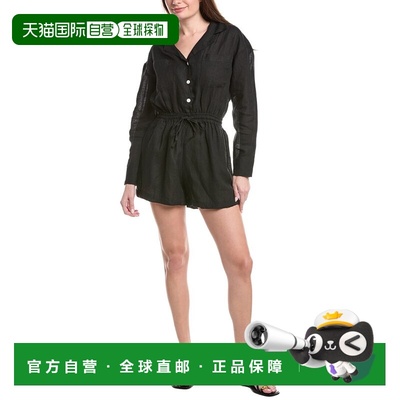 自营Vitamin A Black The Getaway Linen Romper - black 美国奥