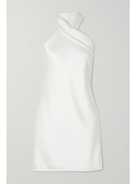 潮奢 GALVAN 女士 Pandora 系带细节缎布挂脖迷你连衣裙 CD1157