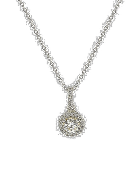 自营 Suzy Levian 14K 白金 .35 克拉钻石光环吊坠 - 白色 美国奥