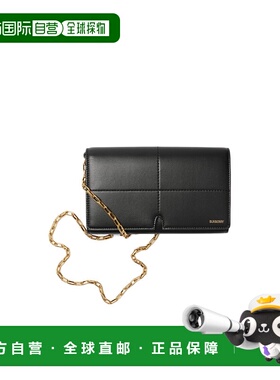 香港直邮BURBERRY 女士钱包 80932001 CO 黑色 Snip链条肩带钱包