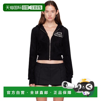 1h可退 香港直邮AMIRI 女士 黑色 Club Cropped 连帽衫 AWKNHD101