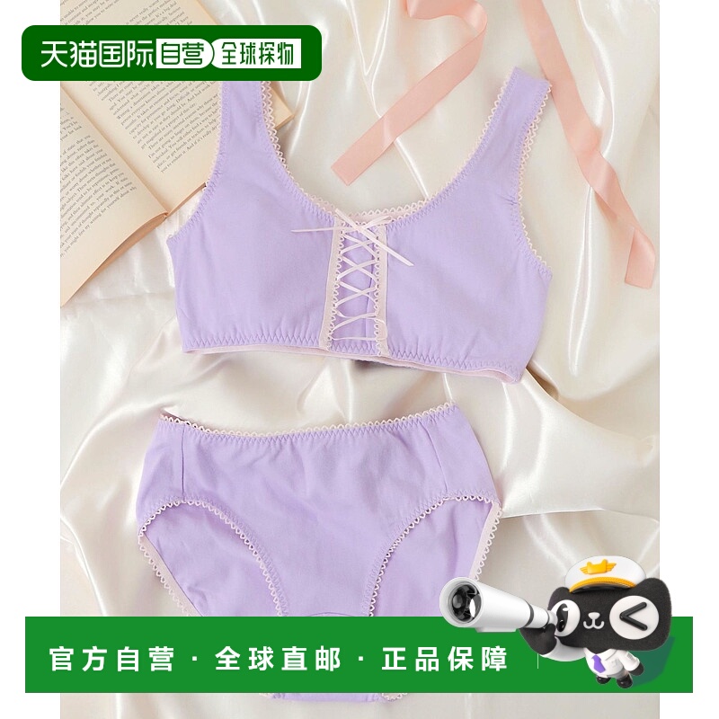 1h可退 日本直邮Liliane Ciel 女士蕾丝绑带蝴蝶结内衣套装 LG25A