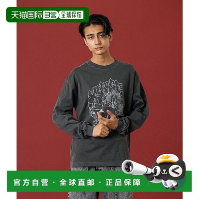 1h可退 日本直邮XLARGE 男女同款 长袖T恤 落肩宽松 前幅大印花设