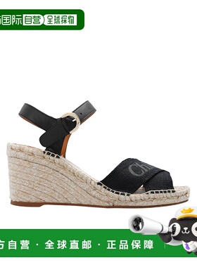 香港直邮CHLOÉ 女士凉鞋 C24S995FU001 SS2024 黑色 露趾坡跟凉鞋