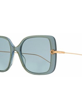 Pomellato 女士凸圆形太阳镜 PM0096S 004 蓝色/金色 55 毫米 004