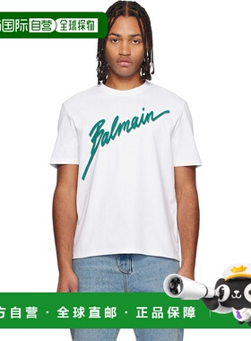 香港直邮Balmain 巴尔曼 男士 白色 Lettre Flocked T 恤 FH1EG00