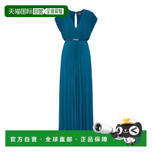 香港直邮MAX MARA 女士连衣裙 6226056306008 SS2026 蓝色 V领连