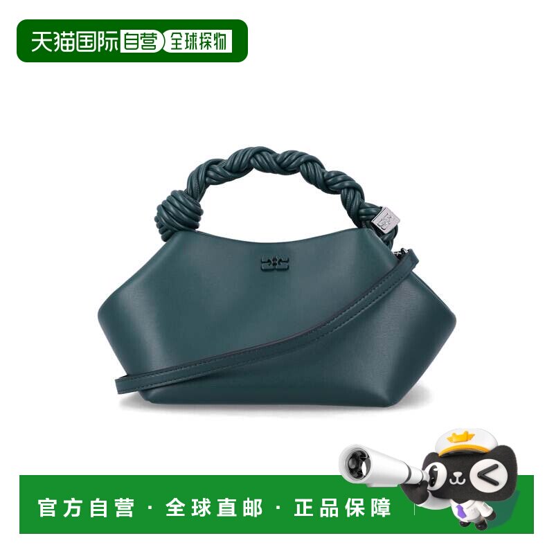 自营ganni扭曲手柄皮革肩包-灰色 美国奥莱直发