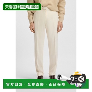 自营欧洲直邮Hugo Boss 男士白色羊毛锥形版型长裤男装