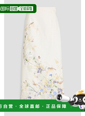 香港直邮ZIMMERMANN 女士 印花亚麻长款半身裙 9995SS242CITRUSBU