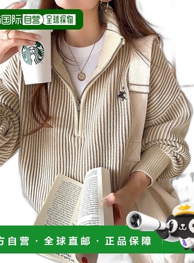 1h可退 日本直邮Classical Elf 女士刺绣配色半拉链针织套衫 ce10