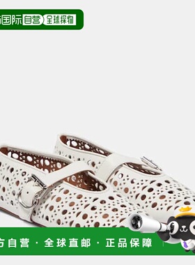 1h可退 香港直邮Alaia 女士 Vienne 皮质芭蕾舞鞋 white白色 舒适