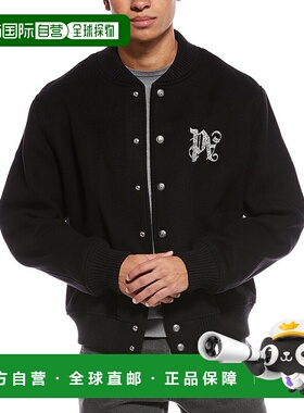 自营Palm Angels Monogram Wool-Blend Varsity Jacket - black