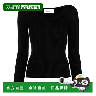 1h可退 香港直邮Sportmax 斯宝麦斯 女士 修身罗纹黑色毛衣 23610