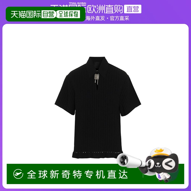 香港直邮Givenchy 黑色罗纹POLO衫 BW90CK4Z95短袖