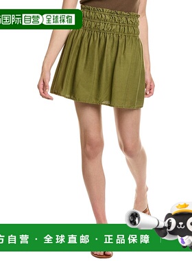 自营 Bella Dahl弹力衬衫裙-绿色 美国奥莱直发半身裙a字裙