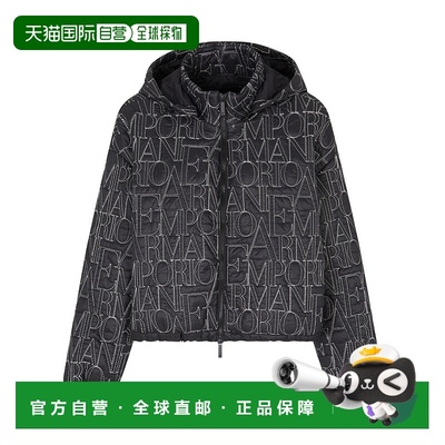 香港直邮Emporio Armani 连帽通体刺绣拉链休闲棉服 EW001389AF12