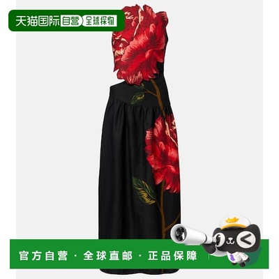 1h可退 香港直邮潮奢 FARM RIO 女士 花朵装饰亚麻混纺酒会礼服