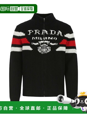 1h可退 香港直邮Prada 普拉达 男士 黑色羊绒针织开衫 UMG123S212