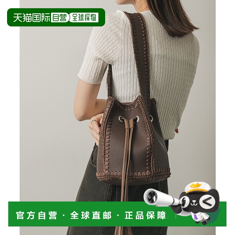 1h可退 日本直邮SENSE OF PLACE 女装 刺绣装饰仿皮抽绳包 AAA62A