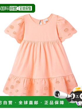 自营 janie and jackJanie和Jack刺绣花朵分层连衣裙-橙色 美国奥