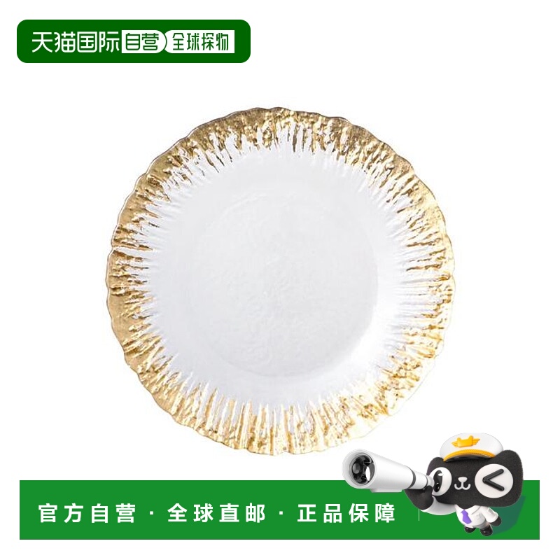 1h可退 日本直邮Francfranc 闪耀玻璃盘 M 金色盘子