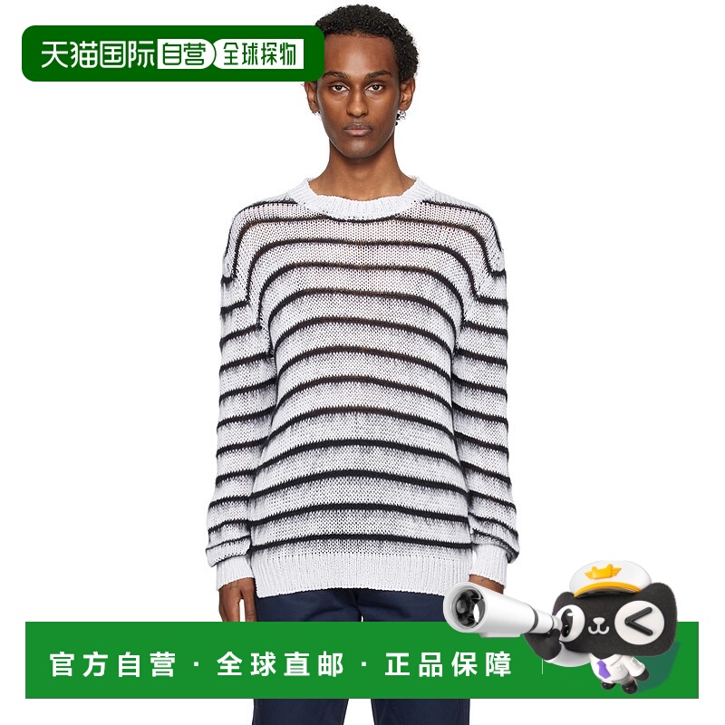 香港直邮潮奢 Marni 玛尼 男士 白色条纹毛衣 GCMG0381Q0UFCB21