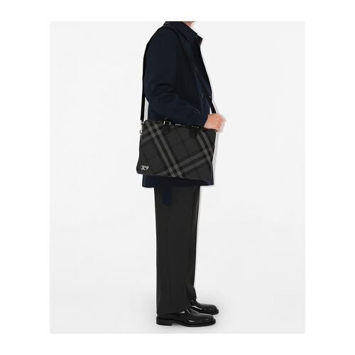 BURBERRY 男士手提包 80973481 AW2024 黑色 格纹公文包