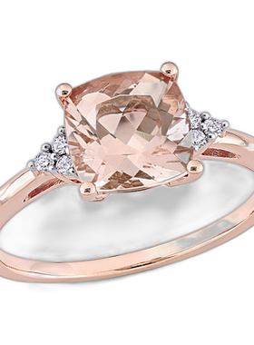 自营 Mimi & Max 2ct TGW 垫形切割摩根石和钻石点缀订婚戒指（14