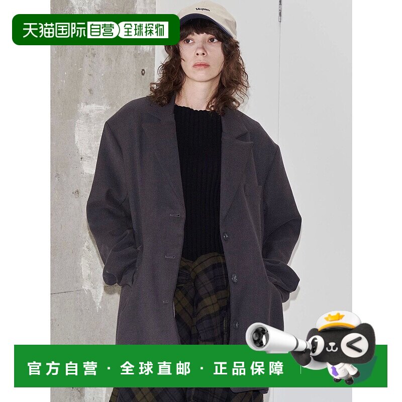 1h可退 日本直邮VEQUM 女士 直筒宽松西装外套 肩垫设计 构筑感