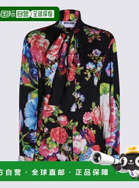 1h可退 香港直邮Moschino 莫斯奇诺 女士 黑色粘胶纤维衬衫 261E0