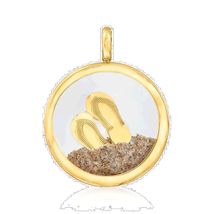 自营 Ross-Simons 14kt 黄金人字拖和沙色水晶吊坠 - 黄色 美国奥