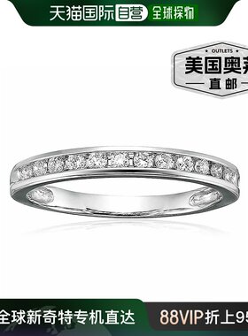 vir jewels1/4 克拉女士钻石婚戒，14K 白金槽镶经典钻石婚戒 -