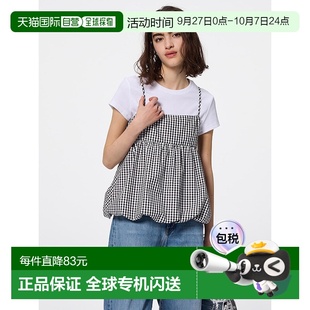 日潮跑腿GU極優(yōu) 356703 WOMEN BLACK 泡泡下擺吊帶背心