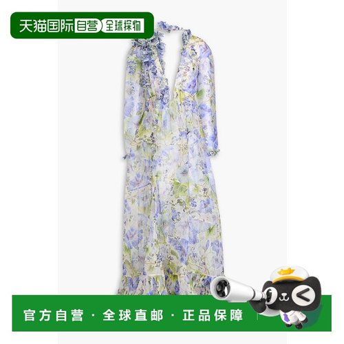 1h可退 香港直邮潮奢 ZIMMERMANN 女士 嵌花印花丝质欧根纱礼服 9