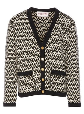 VALENTINO 男士针织毛衣 VKA04IAR1QSW SS2025 黑色 长袖开衫