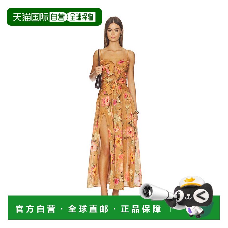 1h可退 香港直邮ZIMMERMANN 女士 Mahon 前襟绑带中长连衣裙 9039