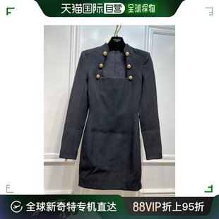 女士Balmain 香港直邮潮奢 巴尔曼 YF1R9 Balmain 黑色金扣连衣裙