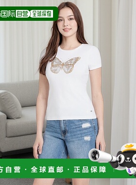 自营 guessEco Leah蝴蝶T恤-纯白色 美国奥莱直发女装