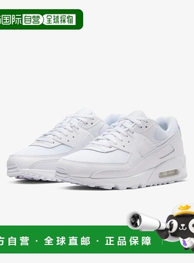 自营 Nike Air Max 90 CN8490-100 Sneaker男式白色皮革低帮跑步-