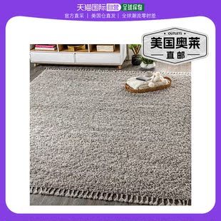 jonathan yMercer Shag Plush Tassel Area Rug - grey 【美国奥