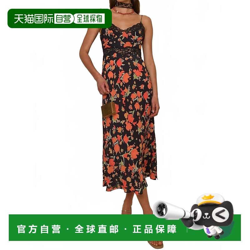 自营rixo哈瓦那花黑色Amora Havana Midi连衣裙-哈瓦那花黑色 美