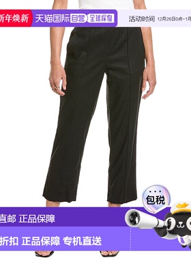 自营 Vince中腰锥形亚麻混纺拉链长裤-黑色 美国奥莱直发休闲裤