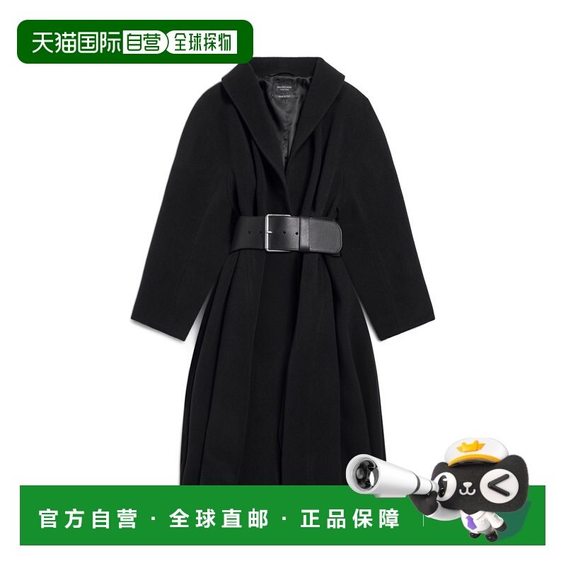 1h可退 香港直邮Balenciaga 巴黎世家 女士 裹式大衣(黑色) 85060,男装,毛呢大衣,淘宝优惠券,粉丝福利购,淘宝优惠卷