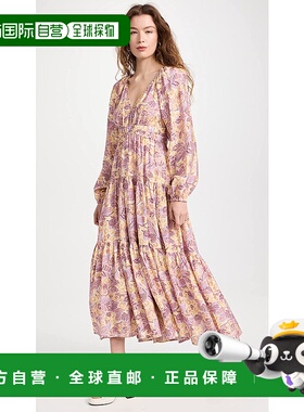 自营 A.L.C.女式 Iman 连衣裙，Canary/Iris 多花卉长连衣裙 - 多